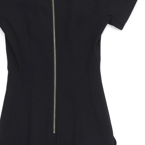 NEXT Womens Black Polyester Pencil Dress Size 6 Boat Neck Zip