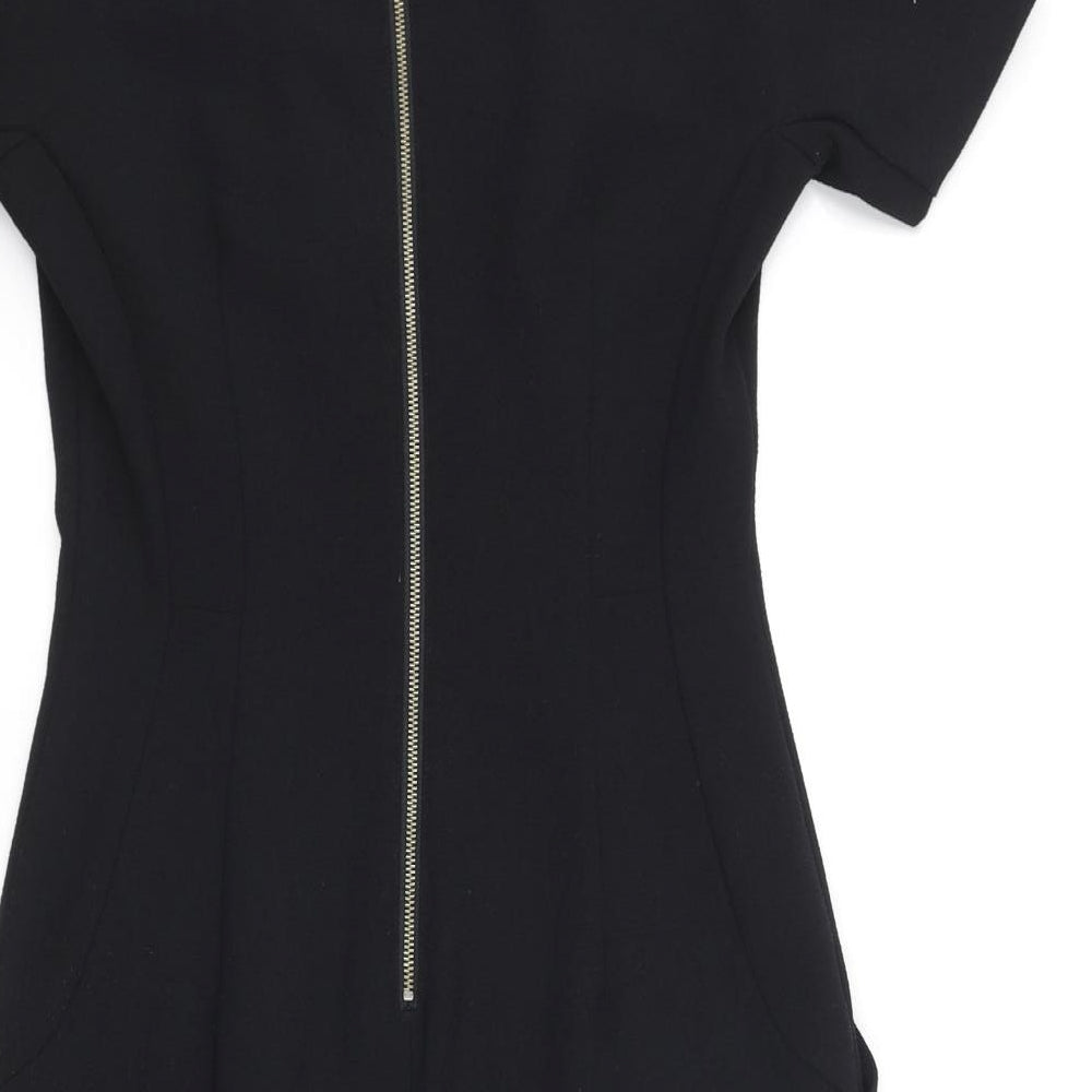 NEXT Womens Black Polyester Pencil Dress Size 6 Boat Neck Zip
