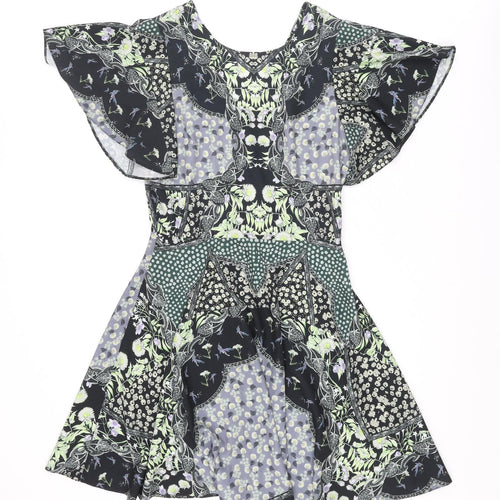 Miss Selfridge Womens Multicoloured Geometric Polyester A-Line Size 10 Round Neck Zip - Floral