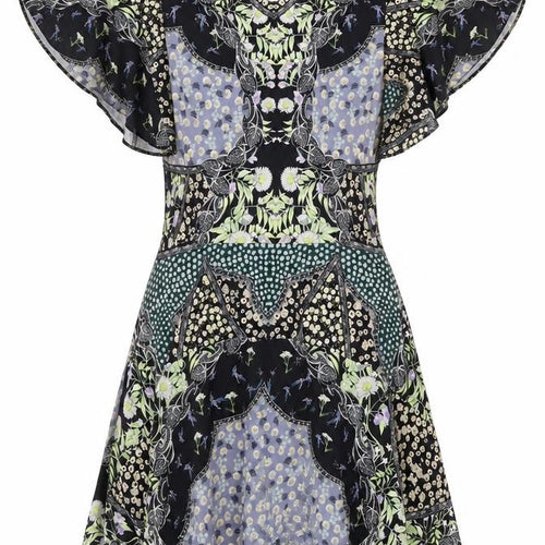 Miss Selfridge Womens Multicoloured Geometric Polyester A-Line Size 10 Round Neck Zip - Floral