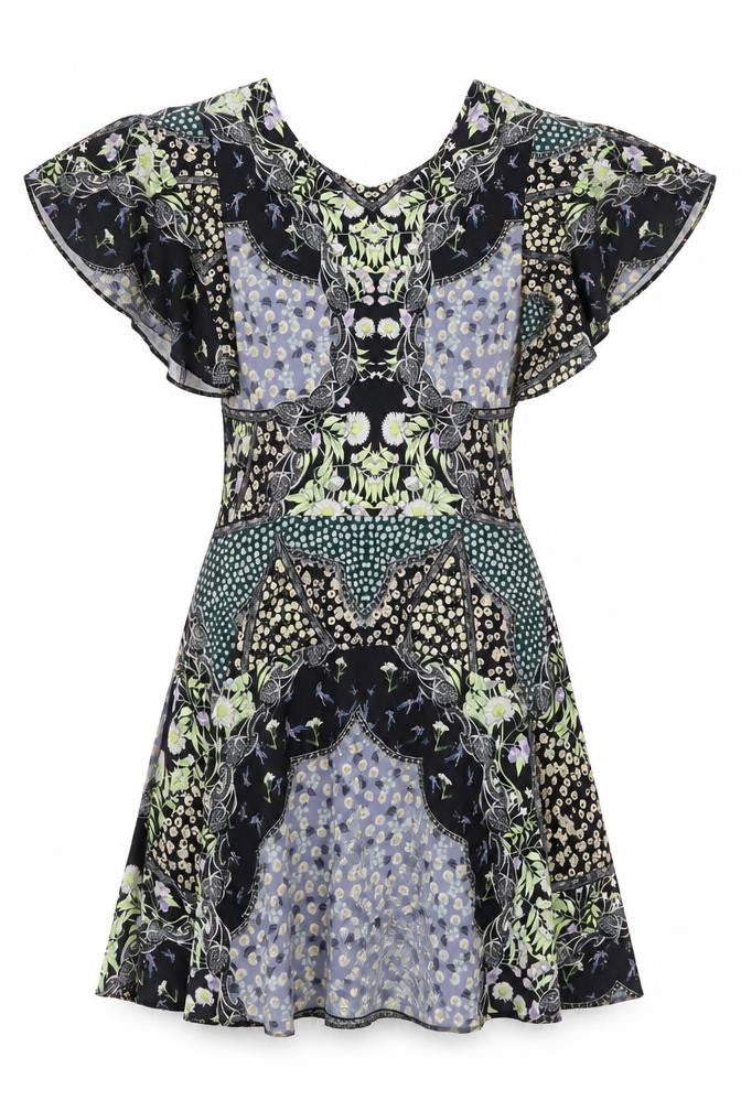 Miss Selfridge Womens Multicoloured Geometric Polyester A-Line Size 10 Round Neck Zip - Floral