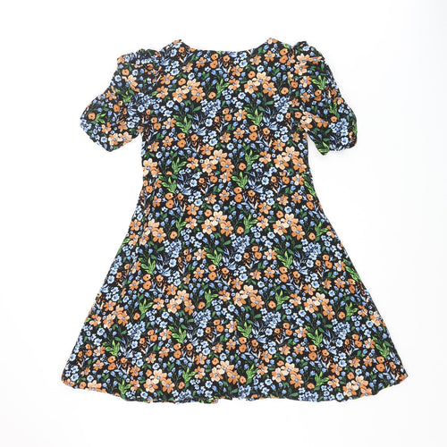 NEXT Girls Multicoloured Floral Viscose A-Line Size 10 Years Round Neck Button