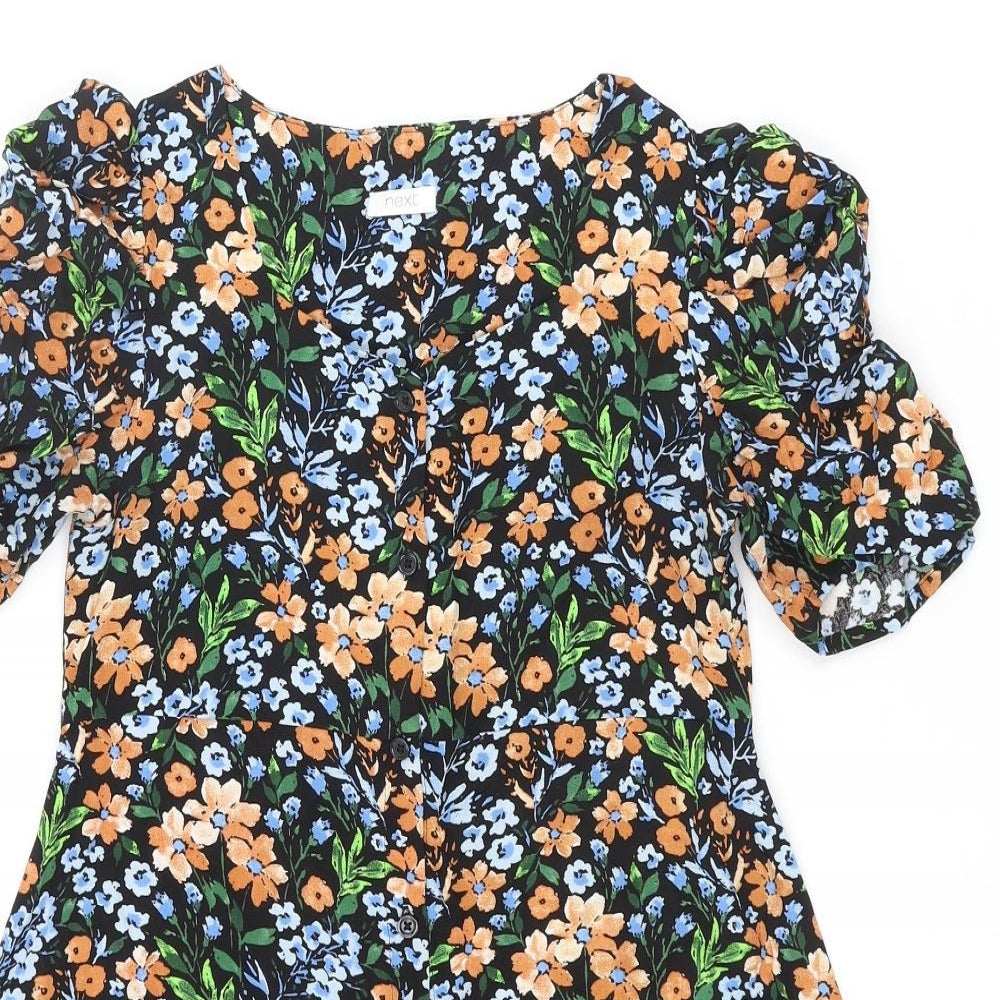 NEXT Girls Multicoloured Floral Viscose A-Line Size 10 Years Round Neck Button