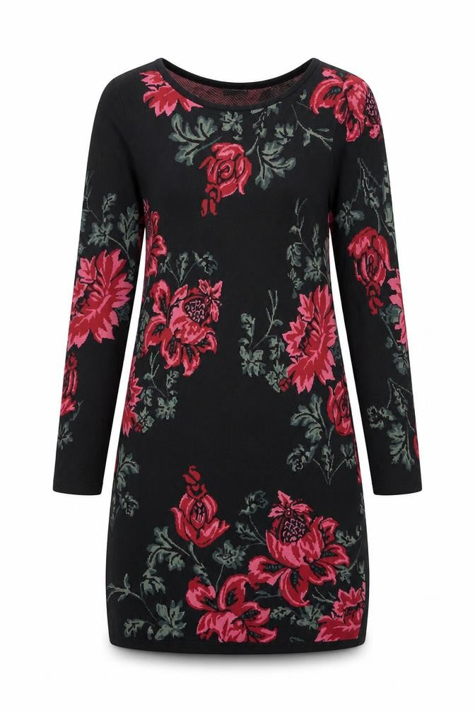 Monsoon Womens Multicoloured Floral Cotton Shirt Dress Size S Boat Neck Pullover