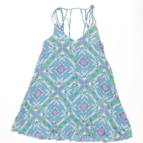 NEXT Womens Multicoloured Geometric Viscose A-Line Size 14 V-Neck Pullover