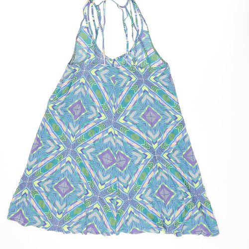 NEXT Womens Multicoloured Geometric Viscose A-Line Size 14 V-Neck Pullover