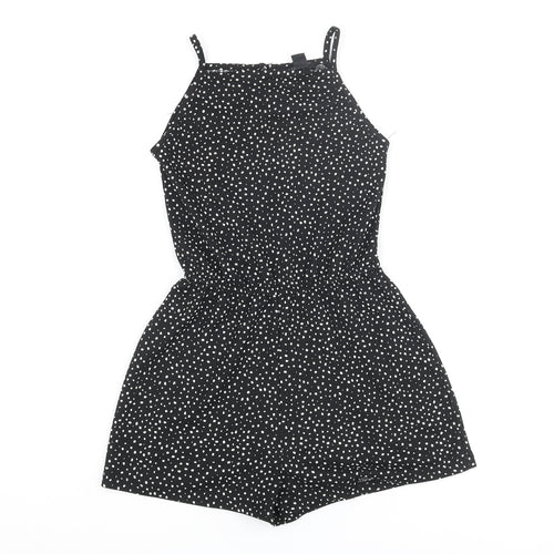 New Look Girls Black Geometric Polyester Playsuit One-Piece Size 9 Years L3 in Button