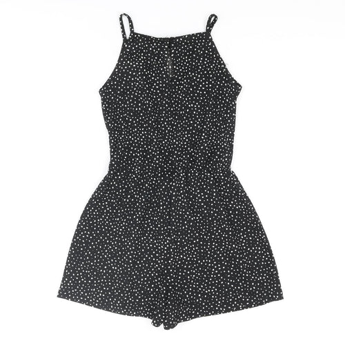 New Look Girls Black Geometric Polyester Playsuit One-Piece Size 9 Years L3 in Button