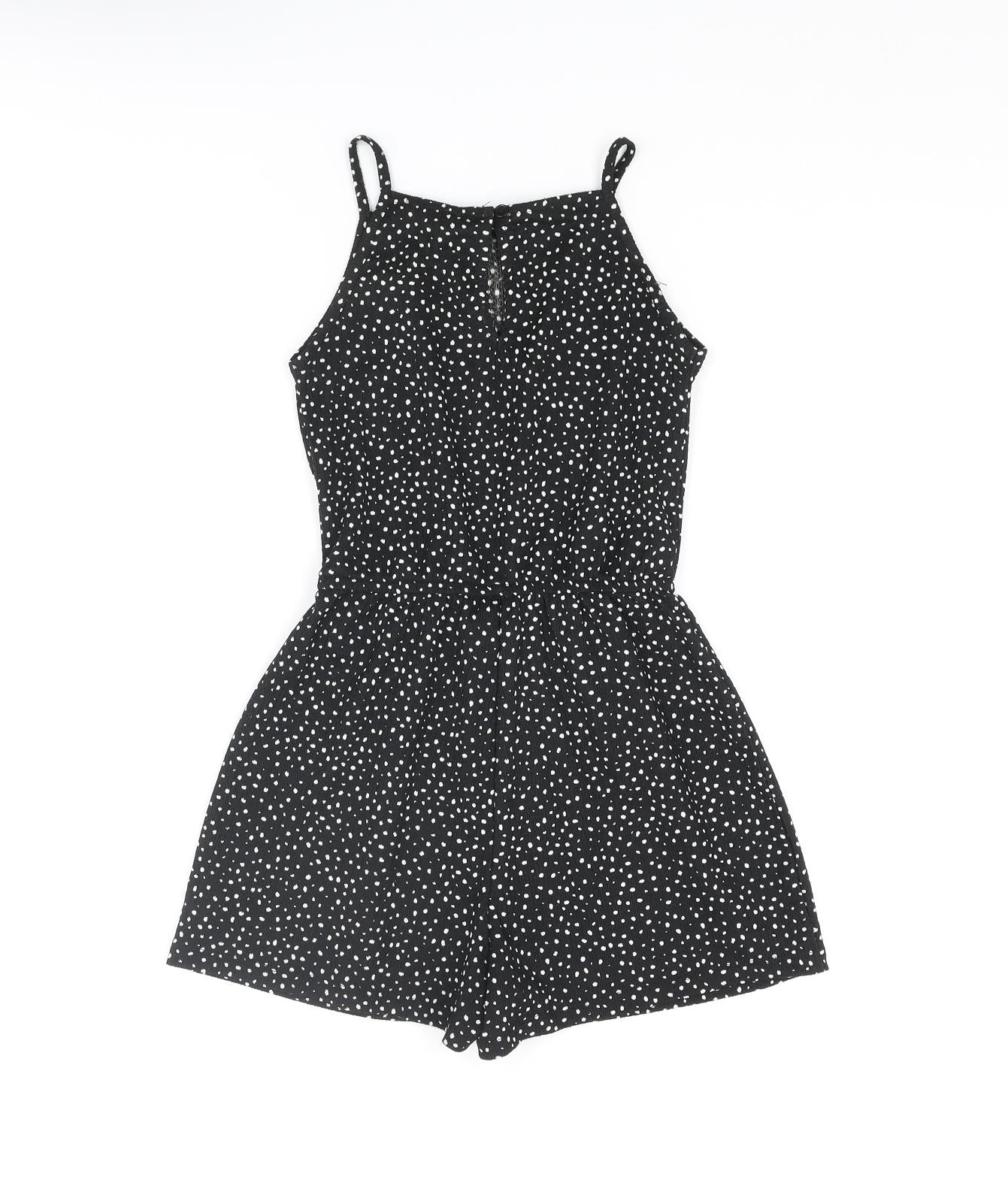 New Look Girls Black Geometric Polyester Playsuit One-Piece Size 9 Years L3 in Button