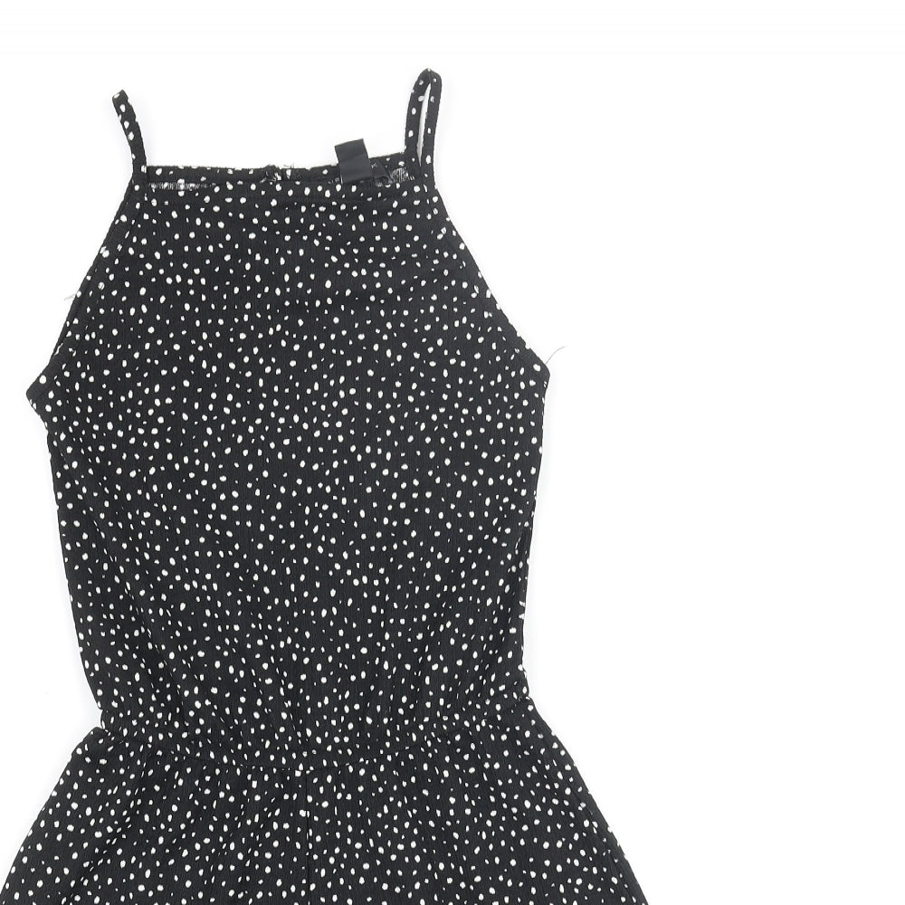 New Look Girls Black Geometric Polyester Playsuit One-Piece Size 9 Years L3 in Button