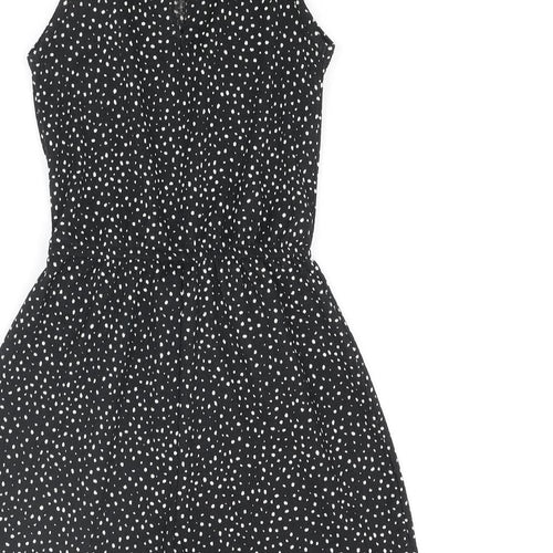 New Look Girls Black Geometric Polyester Playsuit One-Piece Size 9 Years L3 in Button