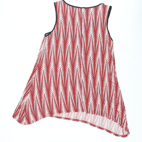 Originals Womens Red Geometric Viscose Basic Tank Size 14 Round Neck