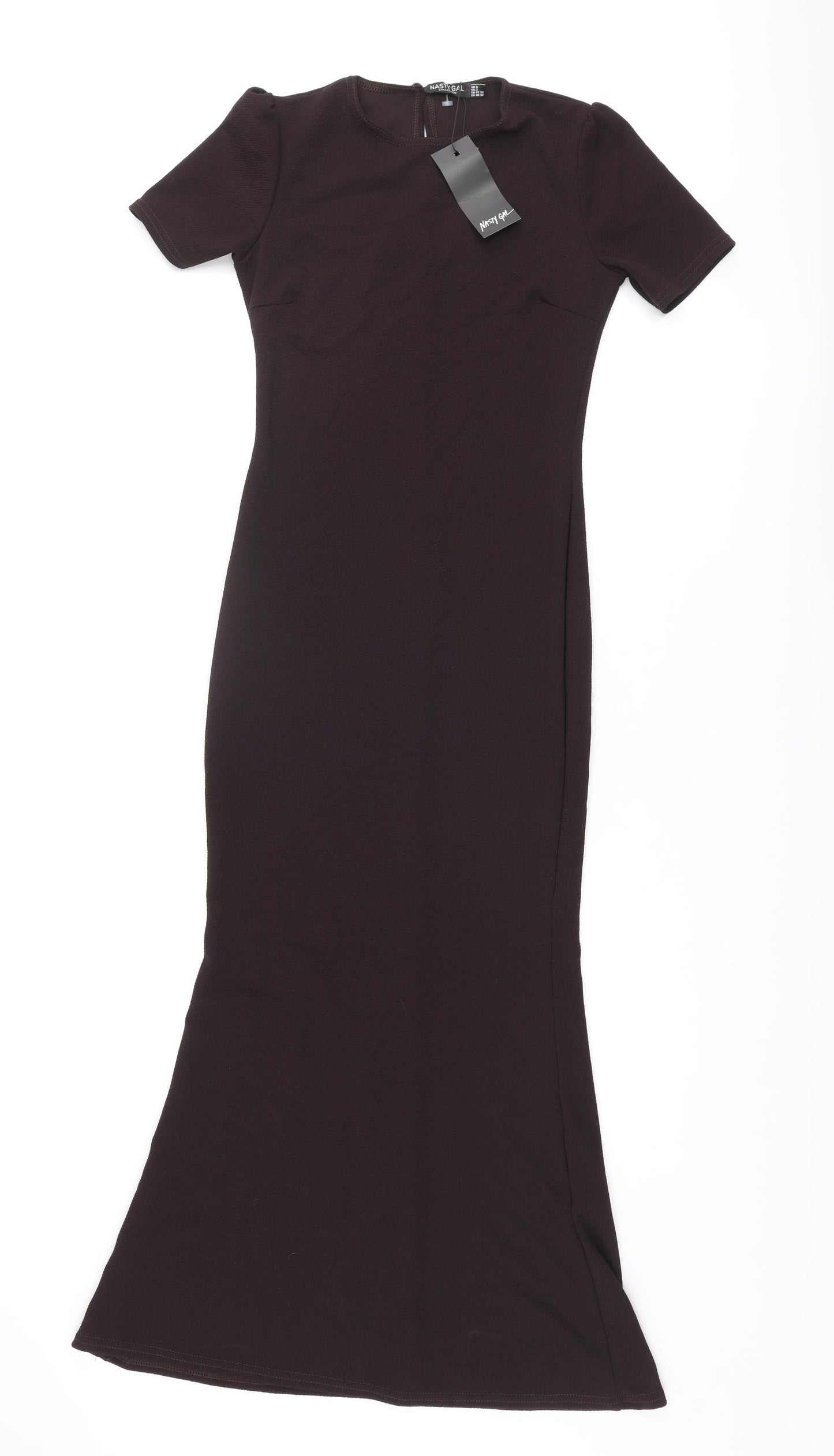 Nasty Gal Womens Brown Polyester Mermaid Size 6 Crew Neck Button