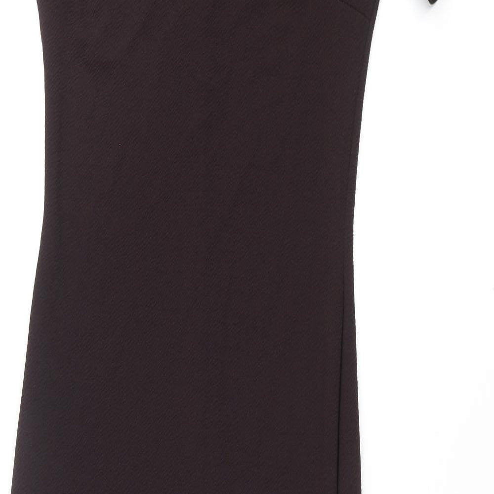 Nasty Gal Womens Brown Polyester Mermaid Size 6 Crew Neck Button