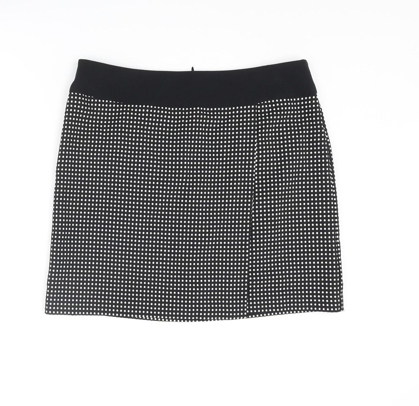 NEXT Womens Black Geometric Polyester A-Line Skirt Size 14 Zip
