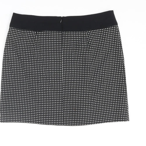 NEXT Womens Black Geometric Polyester A-Line Skirt Size 14 Zip