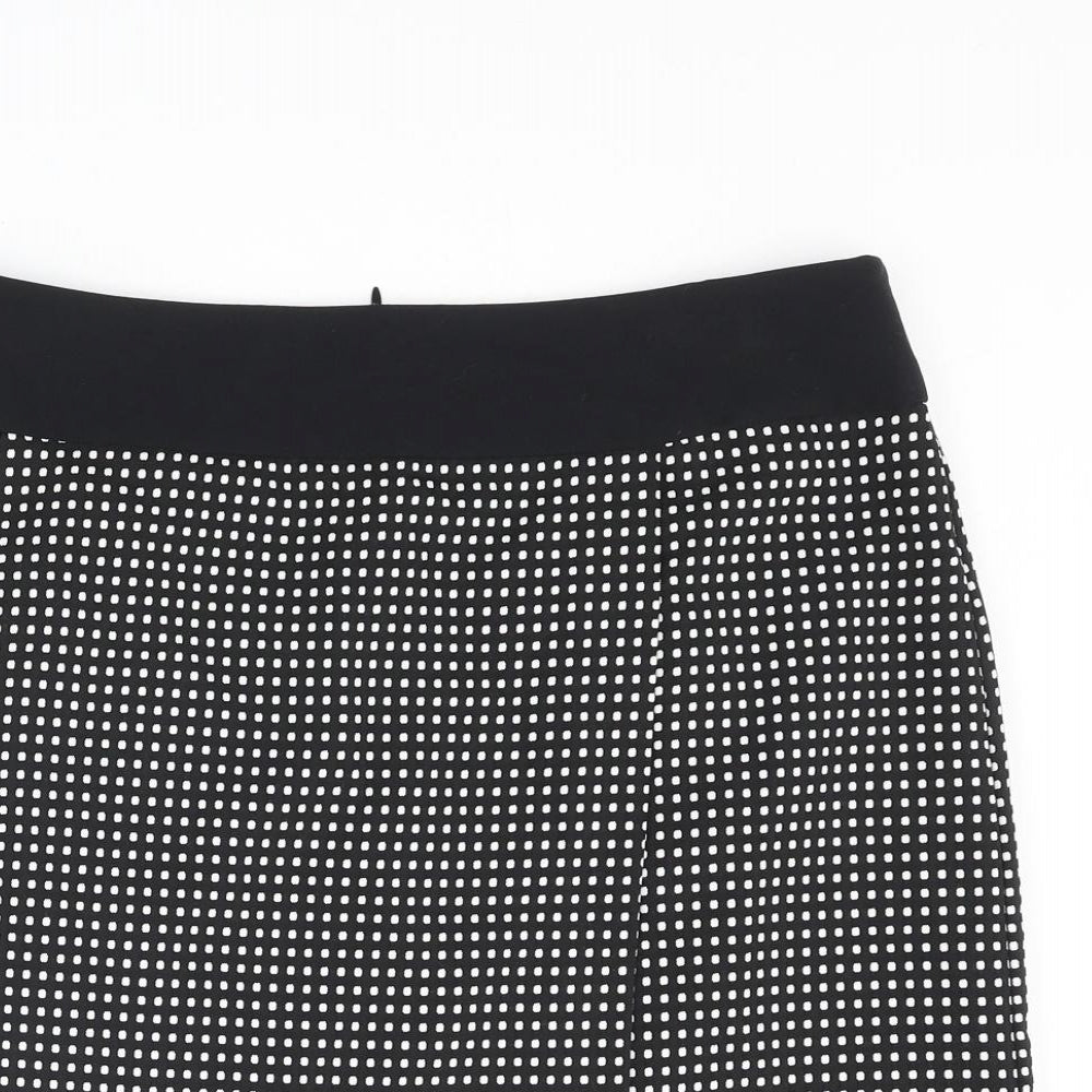 NEXT Womens Black Geometric Polyester A-Line Skirt Size 14 Zip