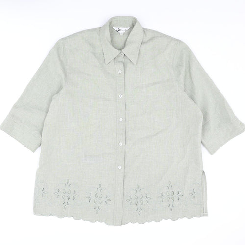 Eureka Womens Green Polyester Basic Blouse Size 18 Collared