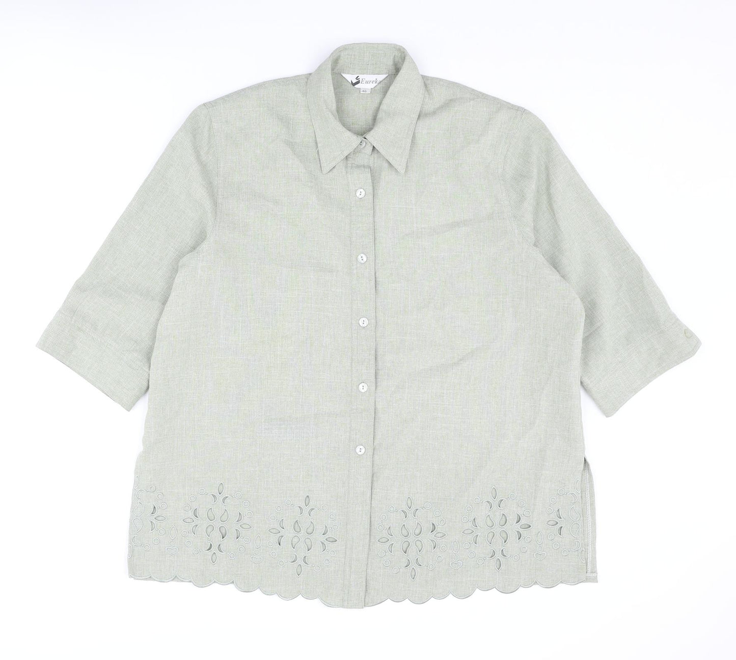 Eureka Womens Green Polyester Basic Blouse Size 18 Collared