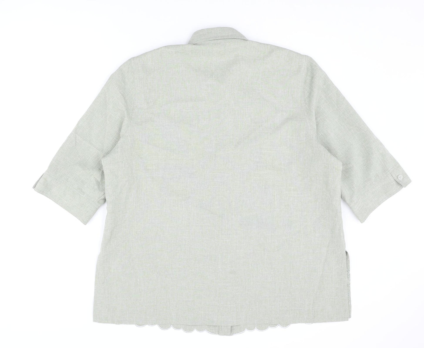 Eureka Womens Green Polyester Basic Blouse Size 18 Collared