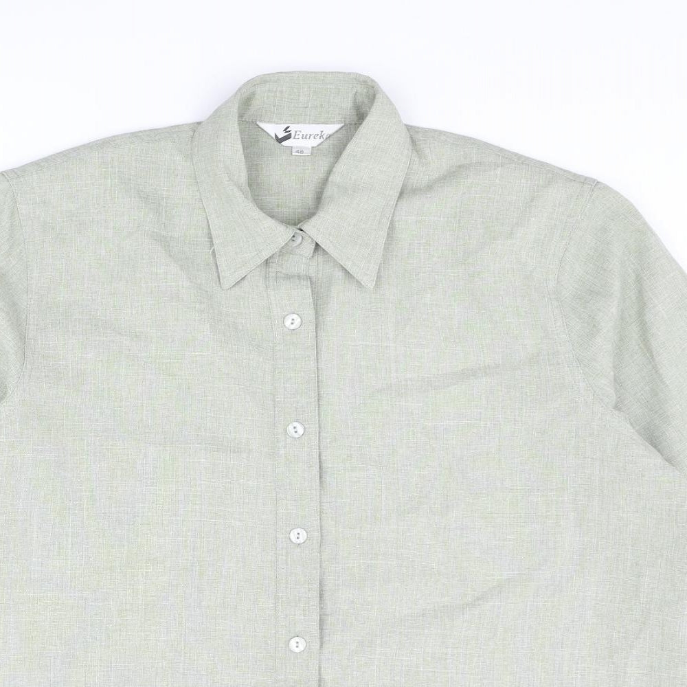 Eureka Womens Green Polyester Basic Blouse Size 18 Collared