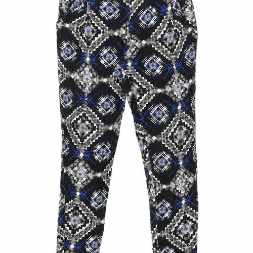 Miss Selfridge Womens Multicoloured Geometric Viscose Trousers Size 10 L29 in Regular