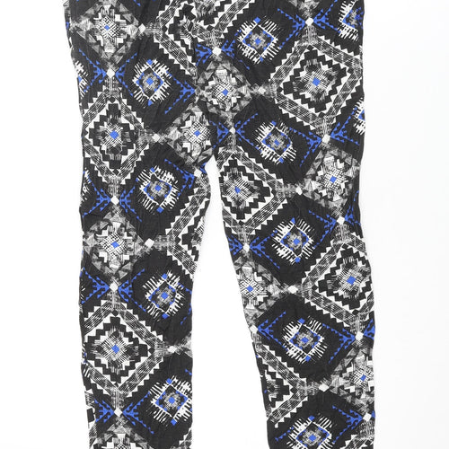 Miss Selfridge Womens Multicoloured Geometric Viscose Trousers Size 10 L29 in Regular