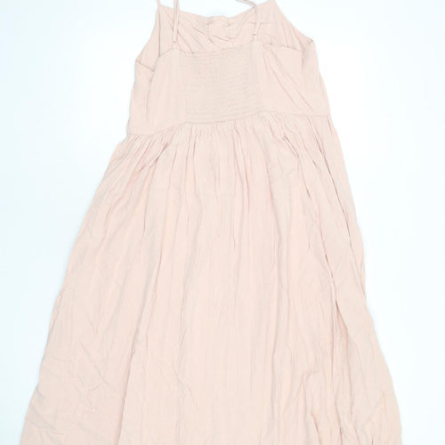 New Look Womens Pink Viscose A-Line Size 16 Round Neck Lace Up