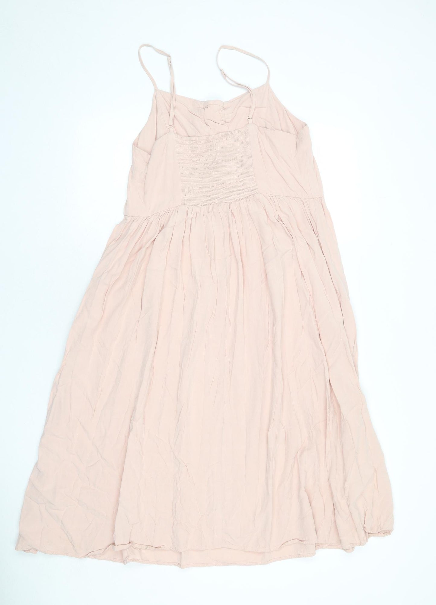 New Look Womens Pink Viscose A-Line Size 16 Round Neck Lace Up