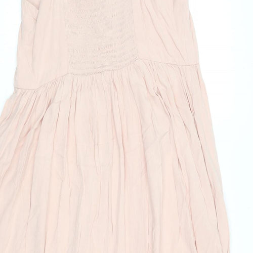 New Look Womens Pink Viscose A-Line Size 16 Round Neck Lace Up