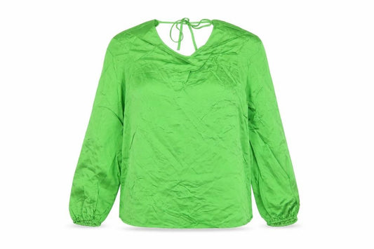 Front view of Autograph women’s green viscose basic blouse, size UK 8, round neck