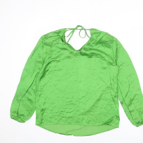 Autograph Womens Green Viscose Basic Blouse Size 8 Round Neck