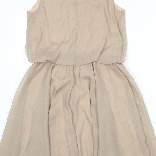 Tiana B Womens Beige Polyester A-Line Size 10 Round Neck Pullover