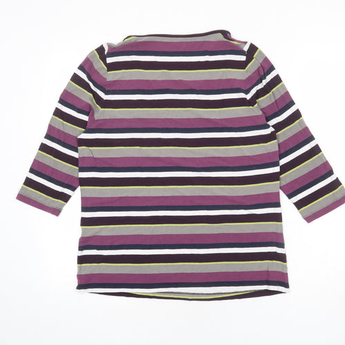Bonita Womens Multicoloured Striped Viscose Basic T-Shirt Size L Round Neck