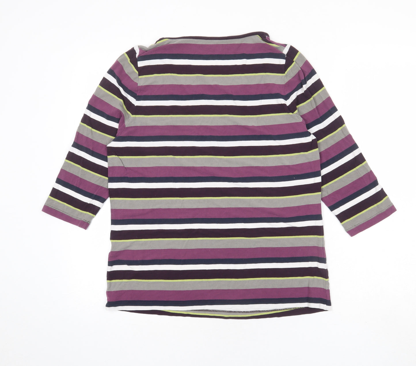 Bonita Womens Multicoloured Striped Viscose Basic T-Shirt Size L Round Neck