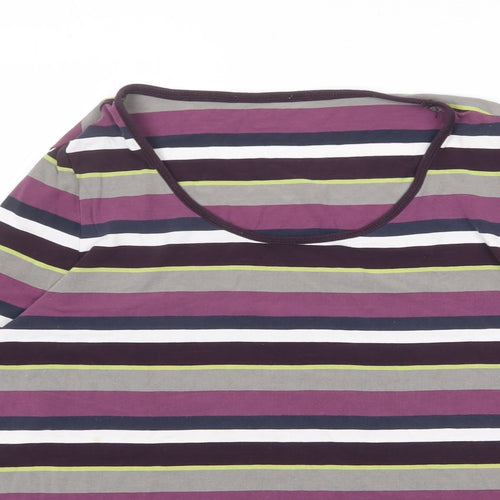 Bonita Womens Multicoloured Striped Viscose Basic T-Shirt Size L Round Neck