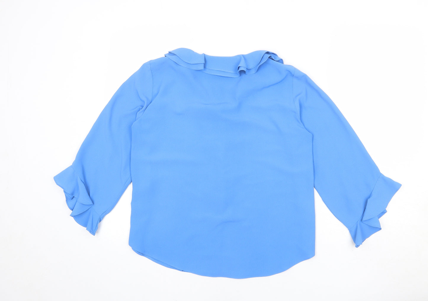 Wallis Womens Blue Polyester Basic Blouse Size 10 Scoop Neck