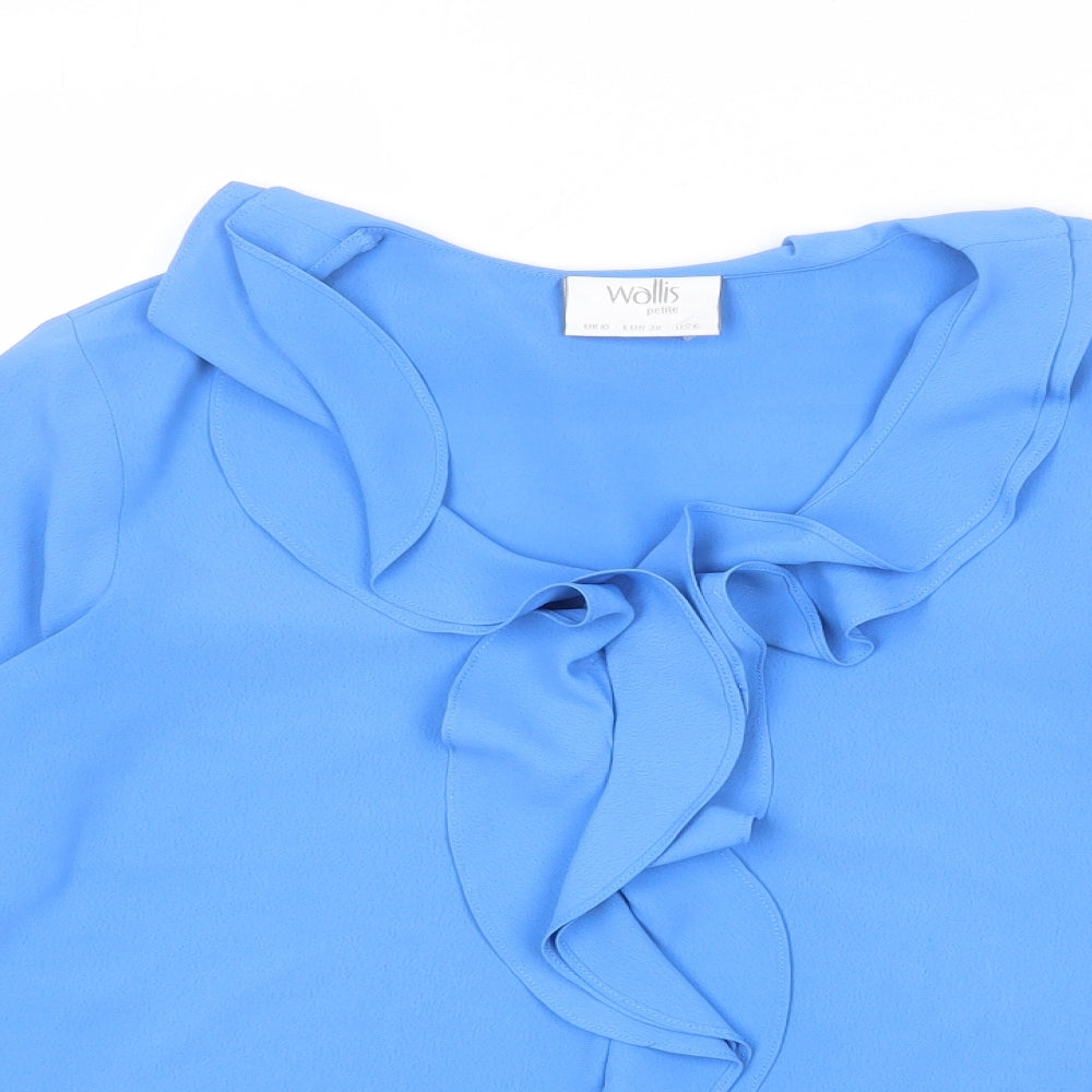 Wallis Womens Blue Polyester Basic Blouse Size 10 Scoop Neck