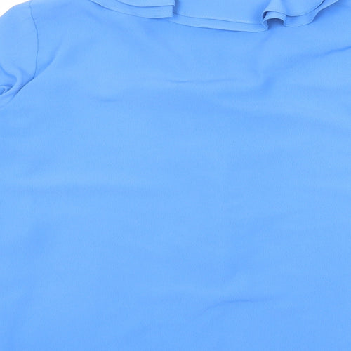 Wallis Womens Blue Polyester Basic Blouse Size 10 Scoop Neck