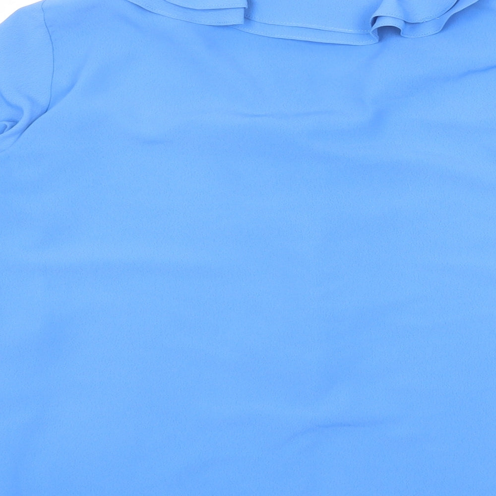 Wallis Womens Blue Polyester Basic Blouse Size 10 Scoop Neck