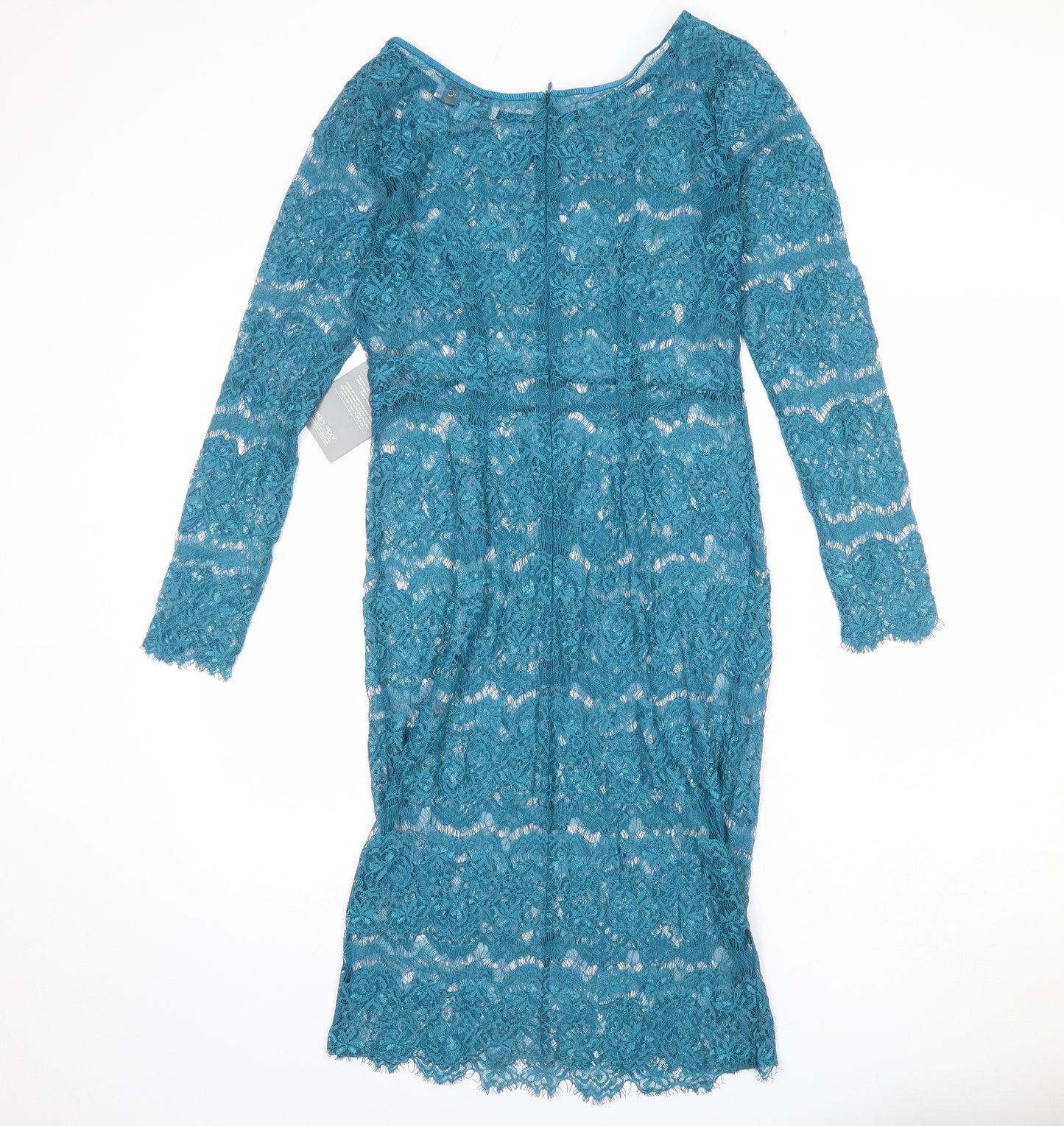 Body Frock Womens Blue Polyester Shift Size 12 Round Neck Zip