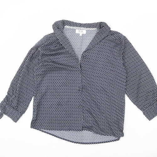 Nine Womens Blue Polyester Basic Button-Up Size 10 Collared