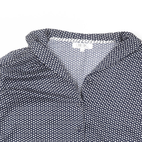 Nine Womens Blue Polyester Basic Button-Up Size 10 Collared