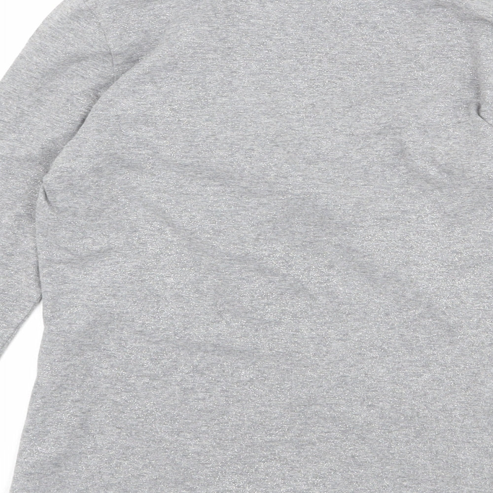 Laura Ashley Womens Grey Cotton Basic T-Shirt Size 8 V-Neck