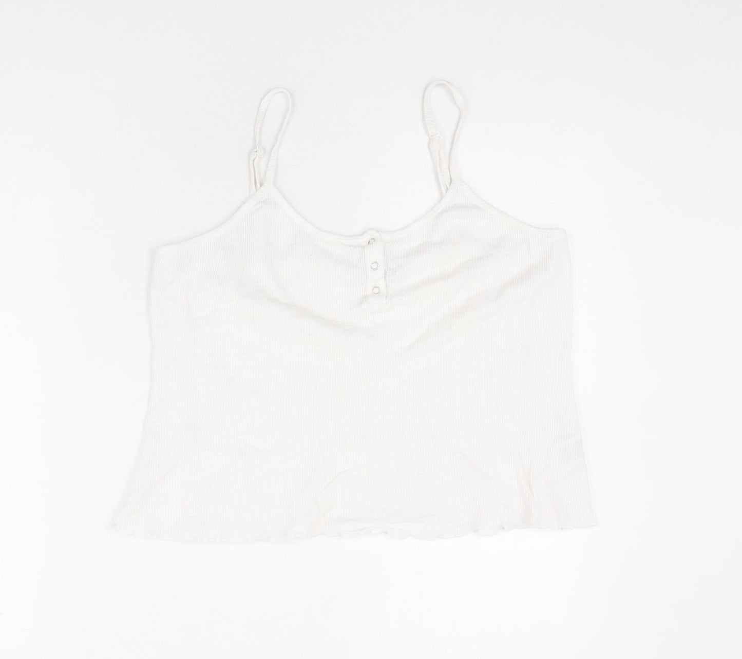 ASOS Womens White 100% Cotton Cropped Tank Size 12 Round Neck