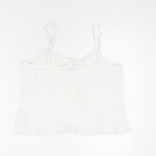 ASOS Womens White 100% Cotton Cropped Tank Size 12 Round Neck