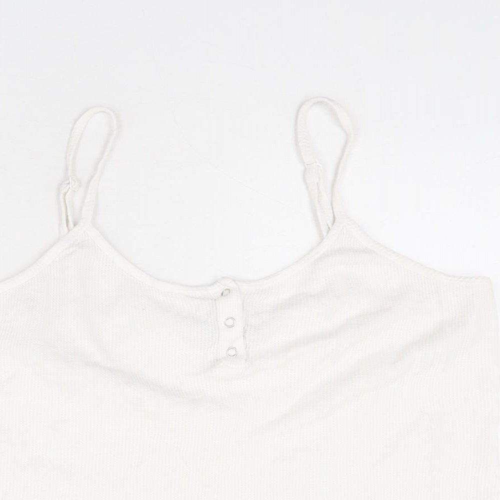 ASOS Womens White 100% Cotton Cropped Tank Size 12 Round Neck