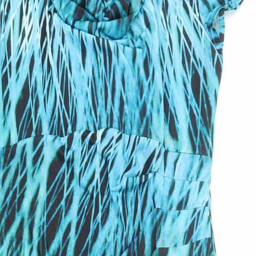 Personal Choice Womens Multicoloured Geometric Polyester Shift Size 16 Cowl Neck Zip