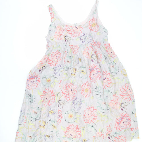 KEW Womens Grey Floral Cotton A-Line Size 12 Round Neck Zip
