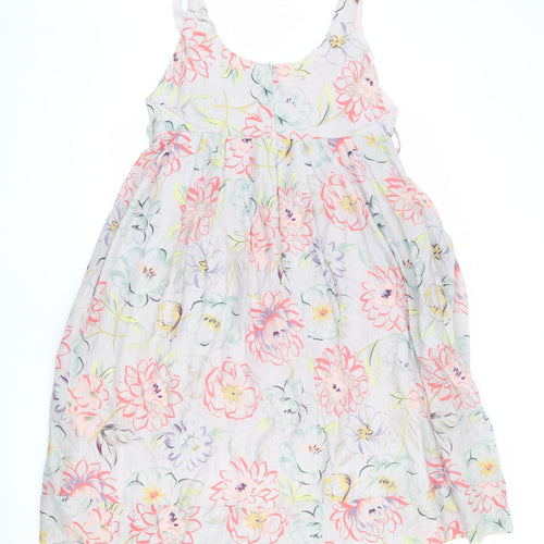 KEW Womens Grey Floral Cotton A-Line Size 12 Round Neck Zip
